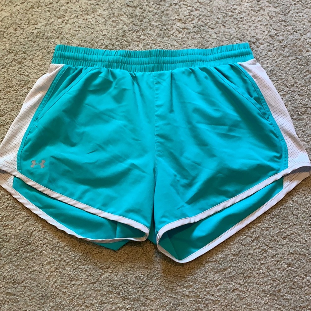 Teal Under Armour running shorts